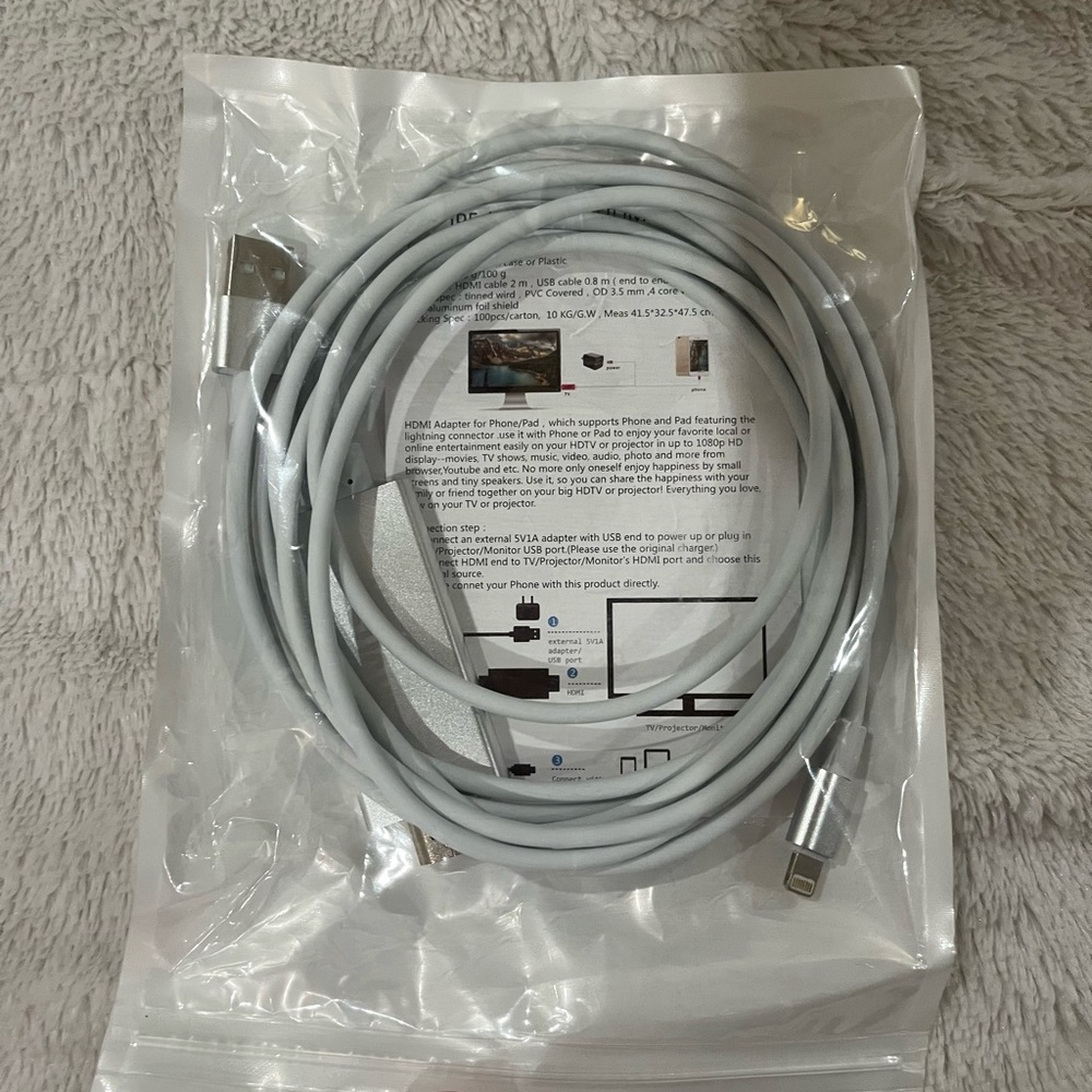 Premium Silver HDMI to LIGHTNING Cable for iPhone